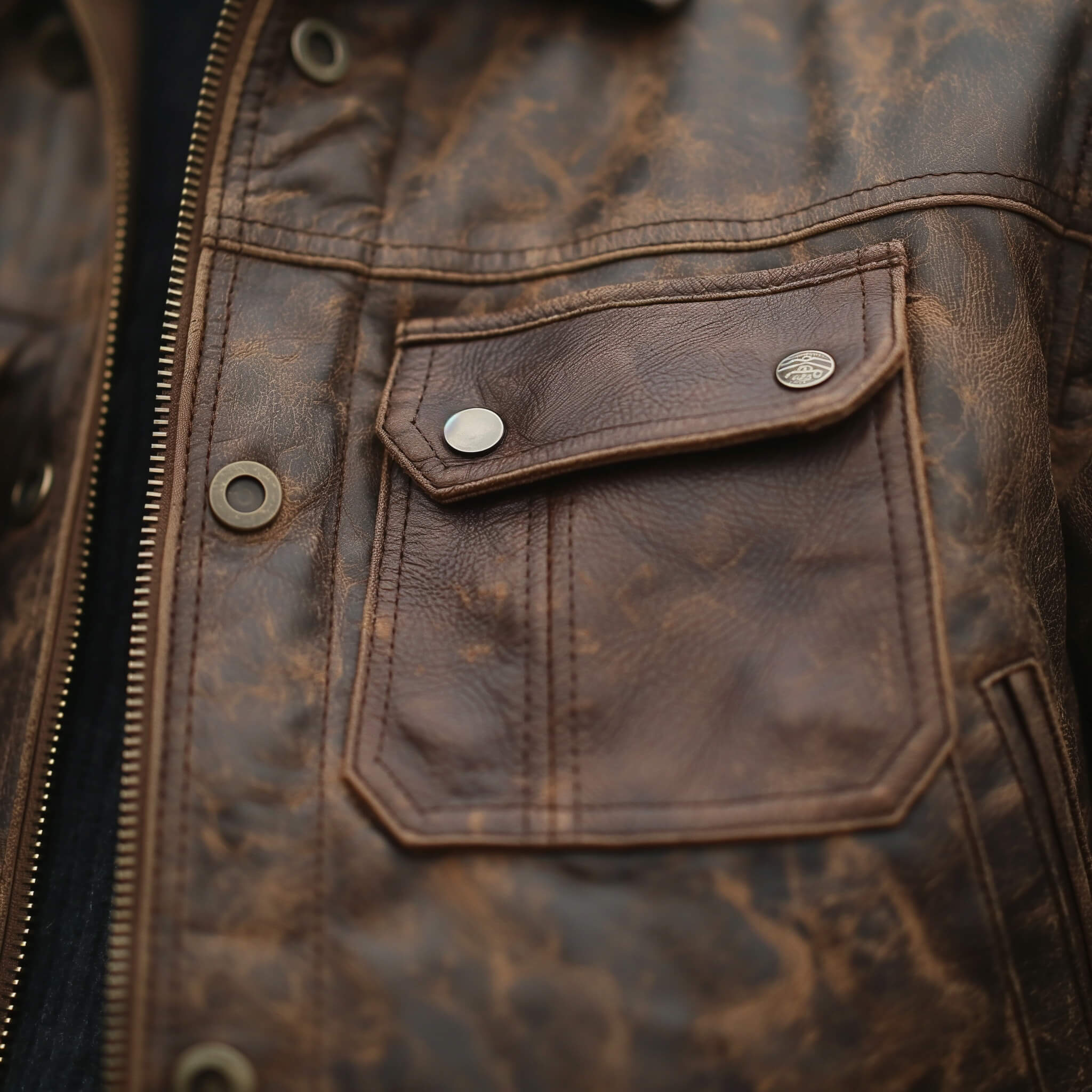 A pocket added to a leather jacket